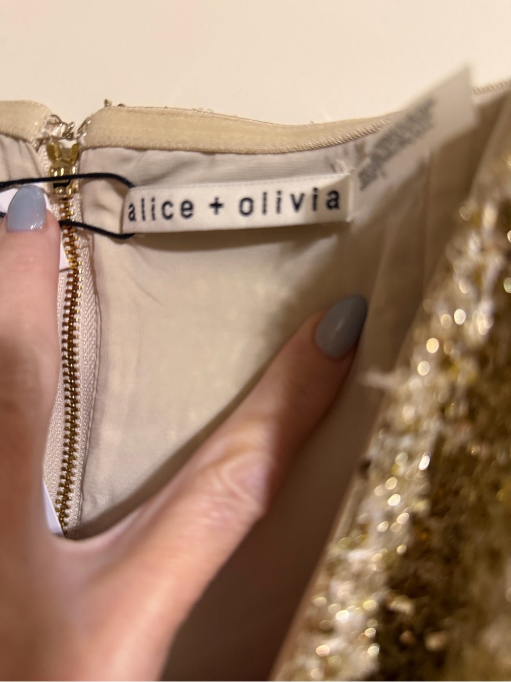 Alice + Olivia Gold Tweed Strapless Mini Dress - Picture 6 of 7